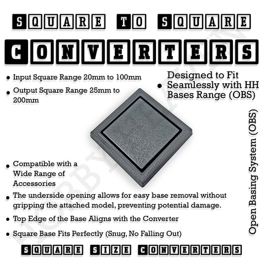 Base Square to Square Bases Size Converters 3d Print Full Range