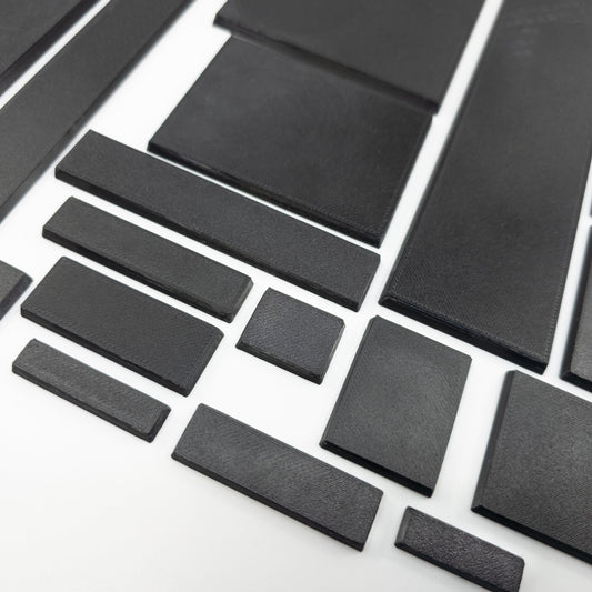 Base Rectangle Bases Range Sizes - 75x30mm to 125x40mm Medium Sizes 3d Print Full Range Tabletop Games