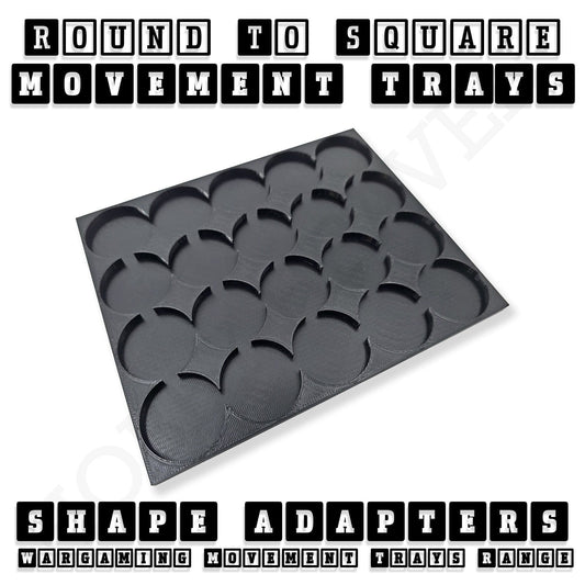 Movement Tray Round to Square Movement Trays Adapters for Tabletop Games