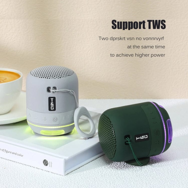 T&G TG294 TWS LED Mini Portable Wireless Stereo Sound Outdoor Speaker(Dark Green)