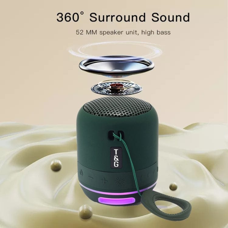 T&G TG294 TWS LED Mini Portable Wireless Stereo Sound Outdoor Speaker(Dark Green)
