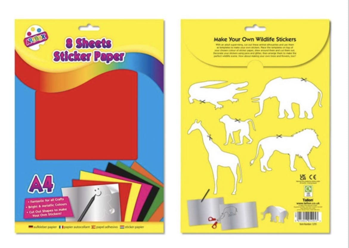 Metallic sticker paper 8 sheets 5013922052953