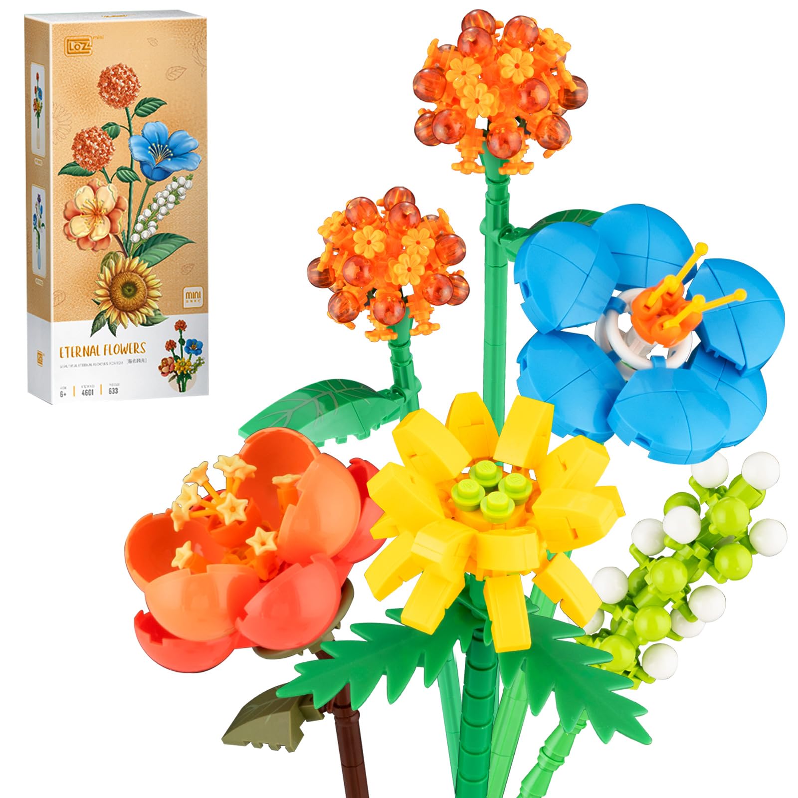 LOZ Eternal Flowers Orange Twilight Bouquet 4601 6932691946012