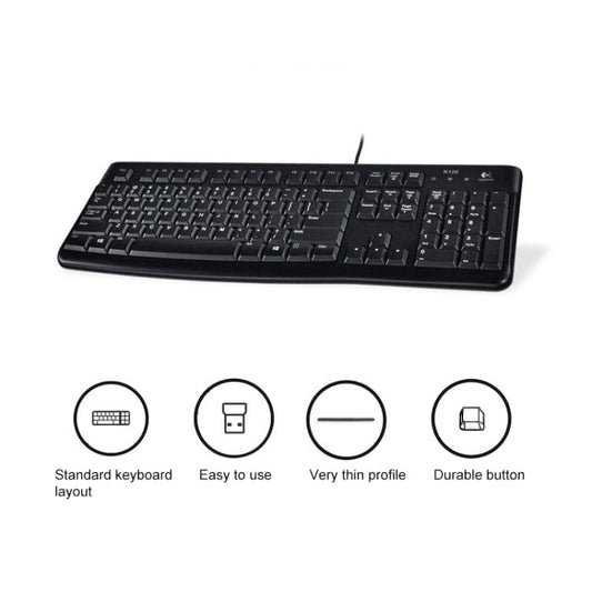 Logitech K120 USB Waterproof Splash Wired Keyboard for Desktop Computers / Laptops(Black)