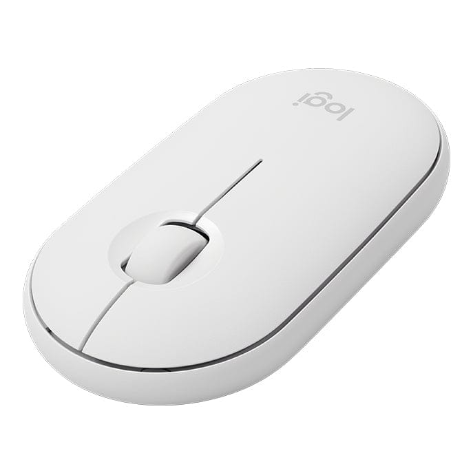 Logitech Pebble Cobblestone Shape Thin 3-keys 1000DPI Mute Wireless Bluetooth Optical Mouse, Wireless Range: 10m (White)