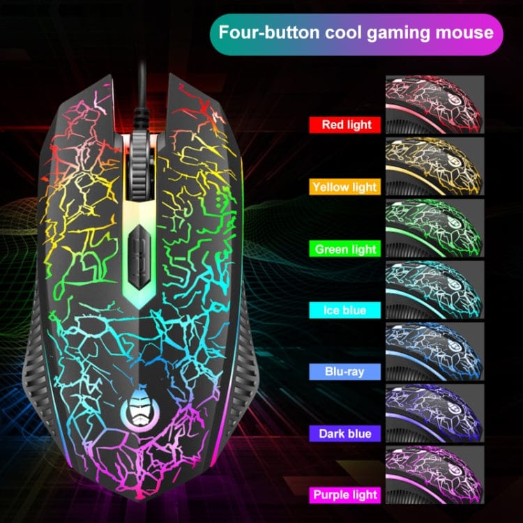 Computer & Networking SHIPADOO D620 104-key Wired RGB Color Cracked Backlight Gaming Keyboard Mouse Kit for Laptop, PC