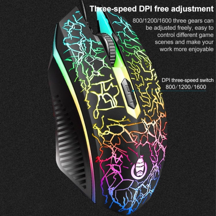 Computer & Networking SHIPADOO D620 104-key Wired RGB Color Cracked Backlight Gaming Keyboard Mouse Kit for Laptop, PC