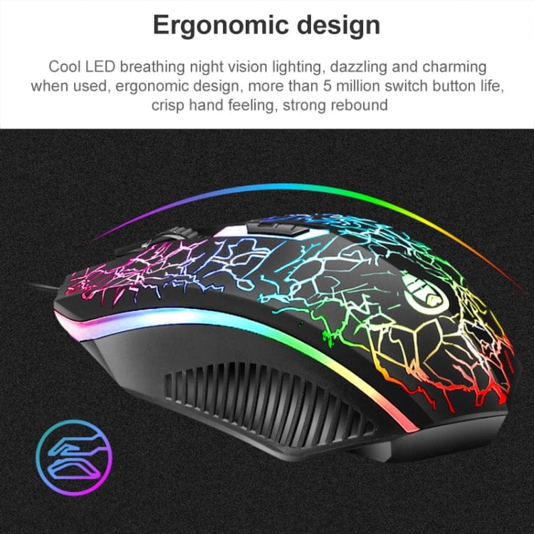 Computer & Networking SHIPADOO D620 104-key Wired RGB Color Cracked Backlight Gaming Keyboard Mouse Kit for Laptop, PC