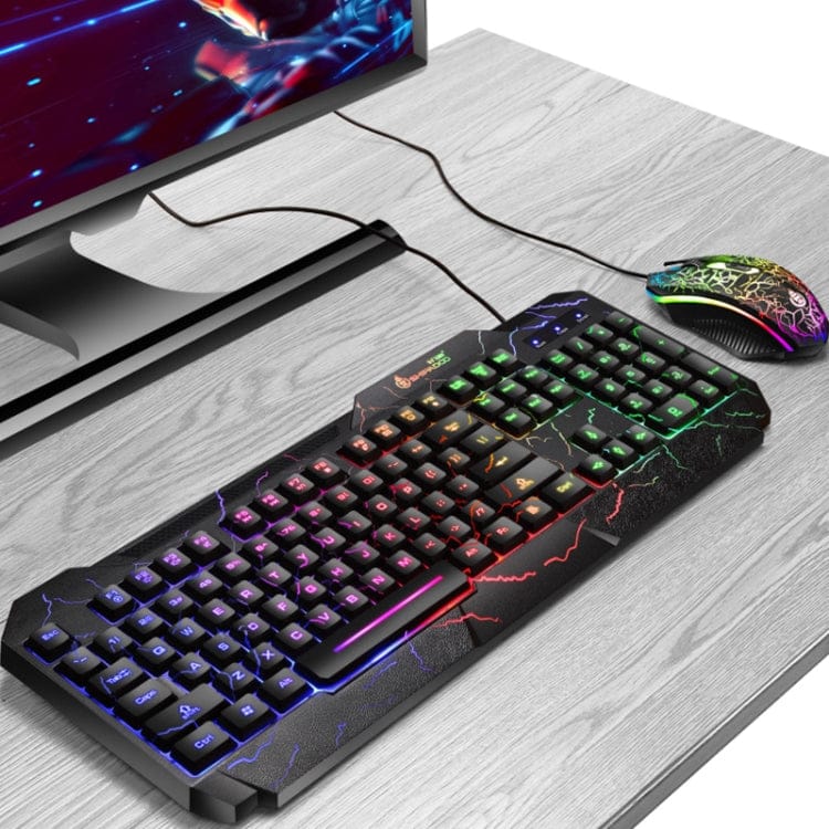 Computer & Networking SHIPADOO D620 104-key Wired RGB Color Cracked Backlight Gaming Keyboard Mouse Kit for Laptop, PC