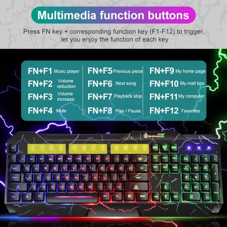Computer & Networking SHIPADOO D620 104-key Wired RGB Color Cracked Backlight Gaming Keyboard Mouse Kit for Laptop, PC