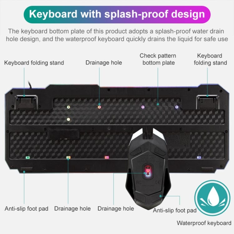 Computer & Networking SHIPADOO D620 104-key Wired RGB Color Cracked Backlight Gaming Keyboard Mouse Kit for Laptop, PC
