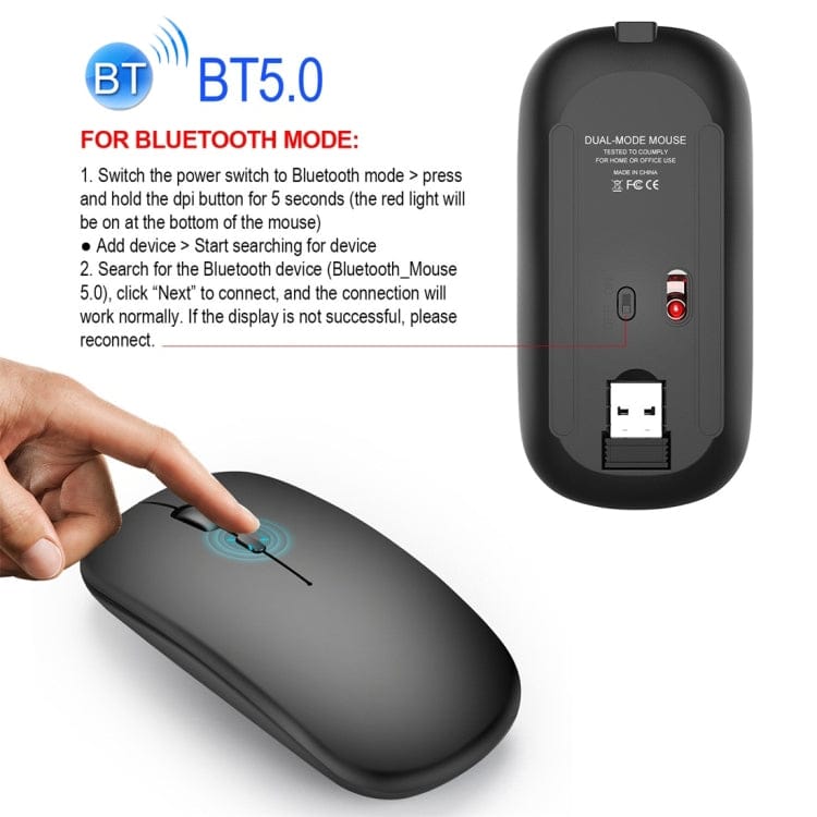 Computer & Networking HXSJ M90 2.4GHz Ultrathin Mute Rechargeable Dual Mode Wireless Bluetooth Notebook PC Mouse