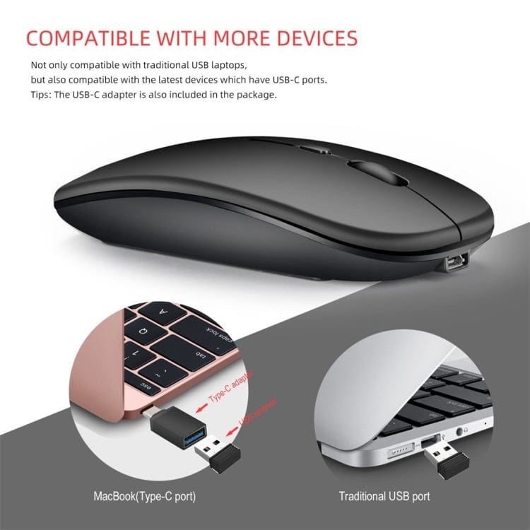 Computer & Networking HXSJ M90 2.4GHz Ultrathin Mute Rechargeable Dual Mode Wireless Bluetooth Notebook PC Mouse
