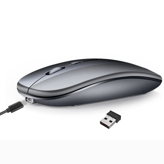 Computer & Networking Grey HXSJ M90 2.4GHz Ultrathin Mute Rechargeable Dual Mode Wireless Bluetooth Notebook PC Mouse