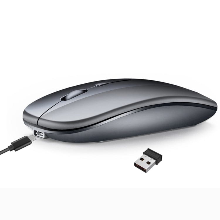 Computer & Networking Grey HXSJ M90 2.4GHz Ultrathin Mute Rechargeable Dual Mode Wireless Bluetooth Notebook PC Mouse