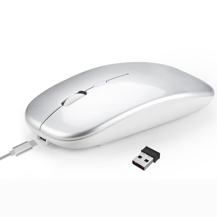 Computer & Networking Silver HXSJ M90 2.4GHz Ultrathin Mute Rechargeable Dual Mode Wireless Bluetooth Notebook PC Mouse