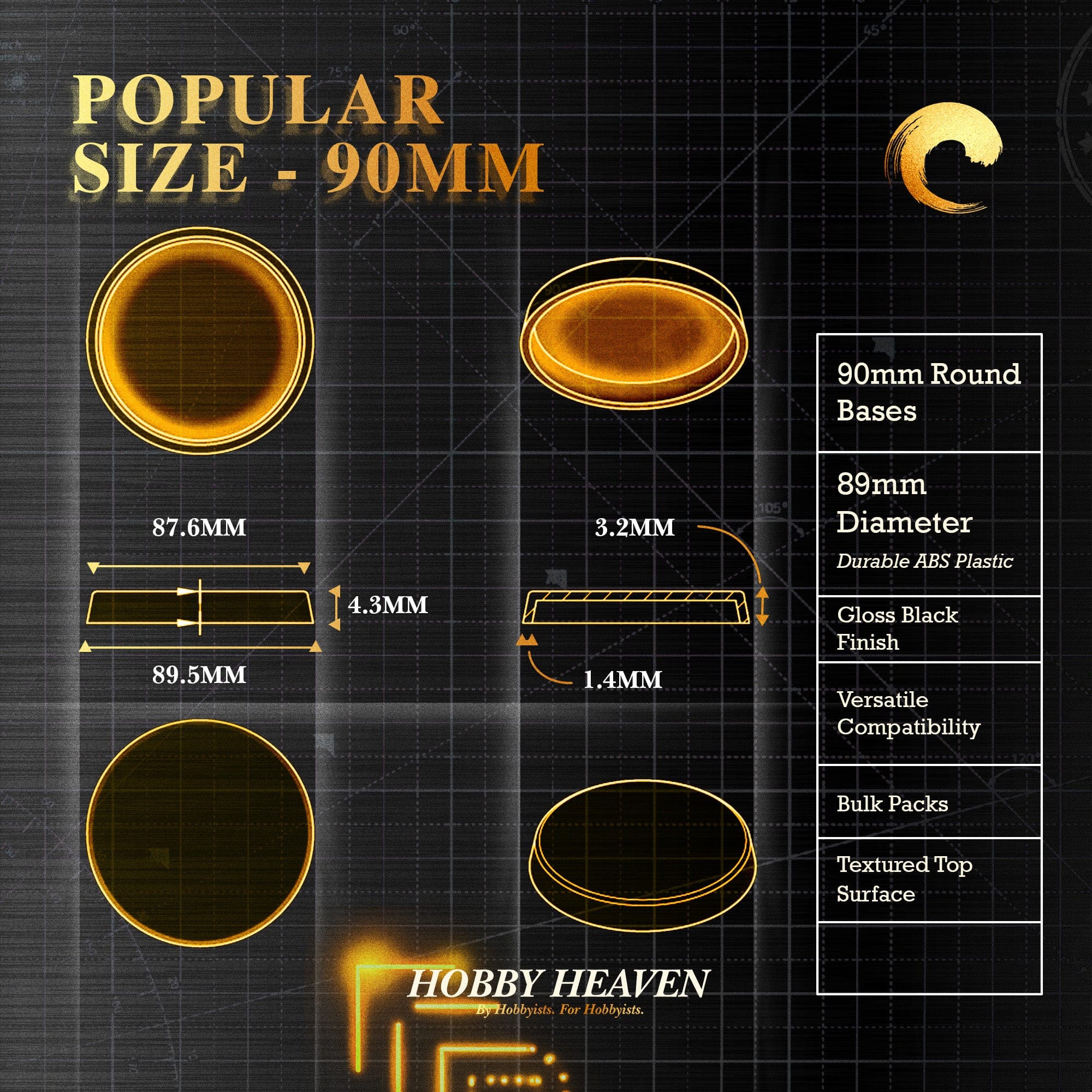Base 90mm Round Plain Plastic Bases