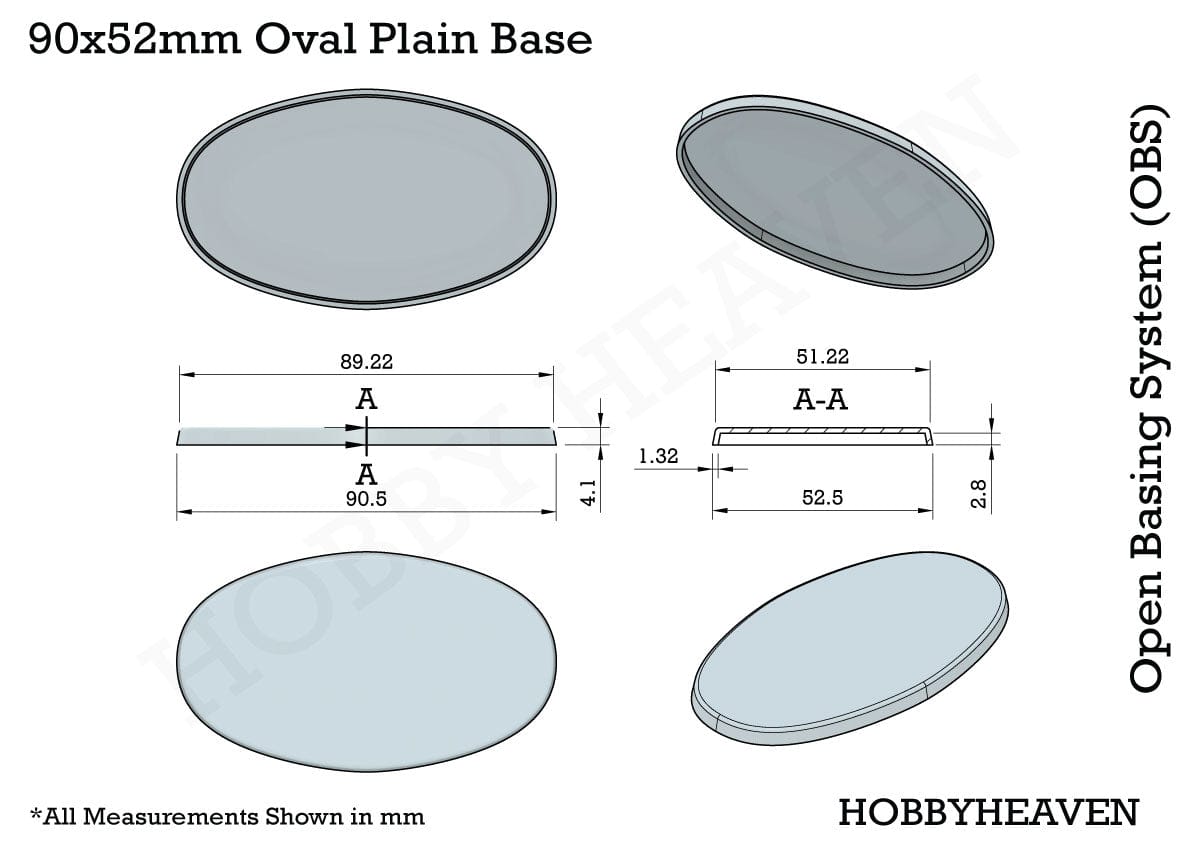 Base 90x52mm Oval Plain Plastic Bases