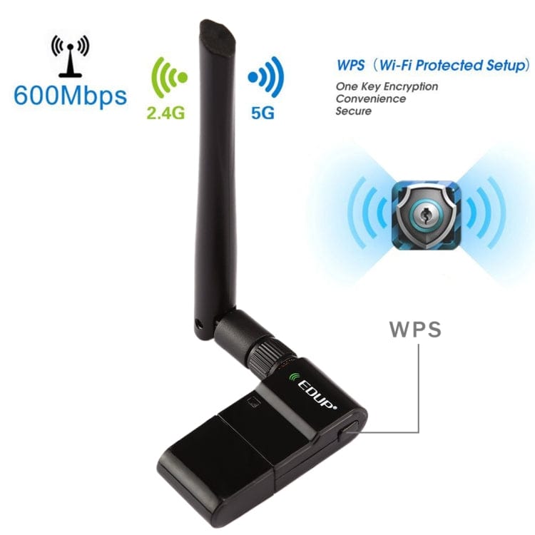 Computer & Networking EP-AC1635 EDUP EP-AC1635 600Mbps Dual Band Wireless 11AC USB Ethernet Adapter 2dBi Antenna for Laptop / PC, EP-AC1635
