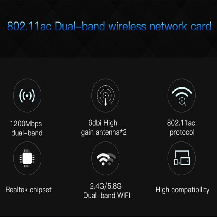 Computer & Networking EP-9607 1200Mbps EDUP EP-9607 1200Mbps Dual-Band PCI-E Express Wireless Adapter Network Card with 2 x 6dBi Antennas, EP-9607 1200Mbps