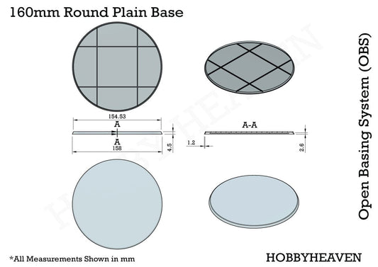 Base 160mm Round Plain Plastic Bases 5061001180417