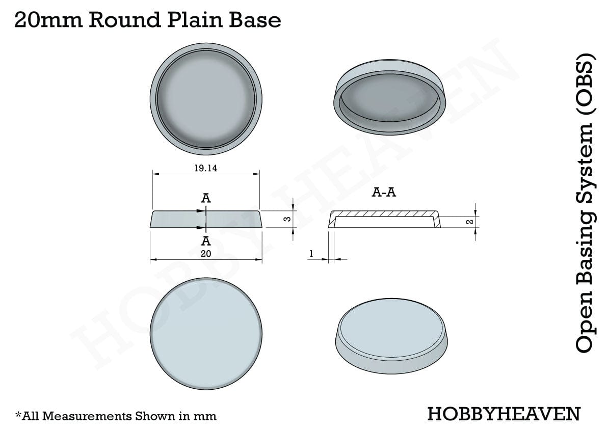 Base 20mm Round Plain Plastic Bases