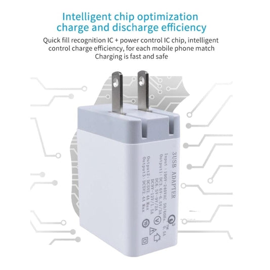 Mobile Accessories with Micro USB Cable, US Plug SDC-30W 2 in 1 USB to Micro USB Data Cable + 30W QC 3.0 USB + 2.4A Dual USB 2.0 Ports Mobile Phone Tablet PC Universal Quick Charger Travel Charger Set, US Plug, with Micro USB Cable, US Plug