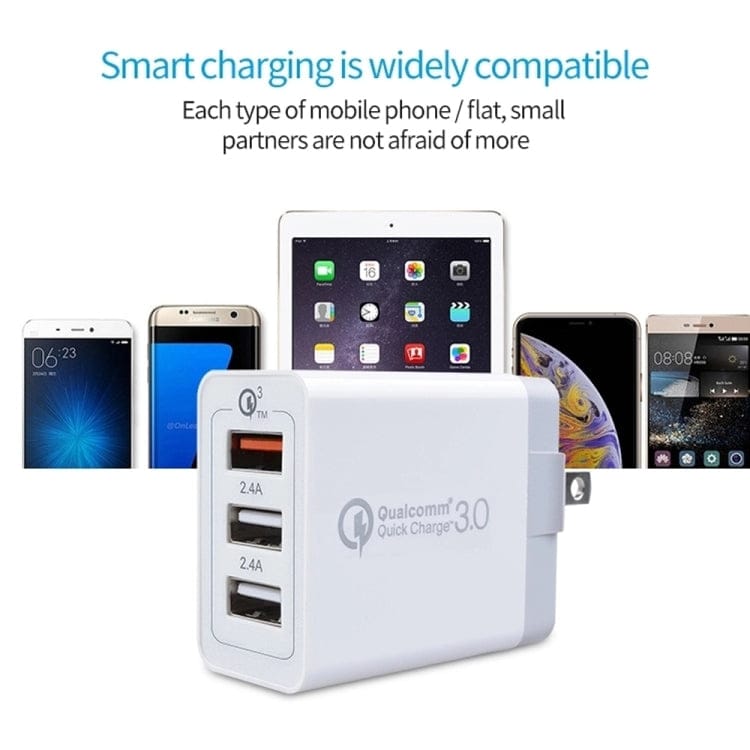Mobile Accessories with Micro USB Cable, US Plug SDC-30W 2 in 1 USB to Micro USB Data Cable + 30W QC 3.0 USB + 2.4A Dual USB 2.0 Ports Mobile Phone Tablet PC Universal Quick Charger Travel Charger Set, US Plug, with Micro USB Cable, US Plug