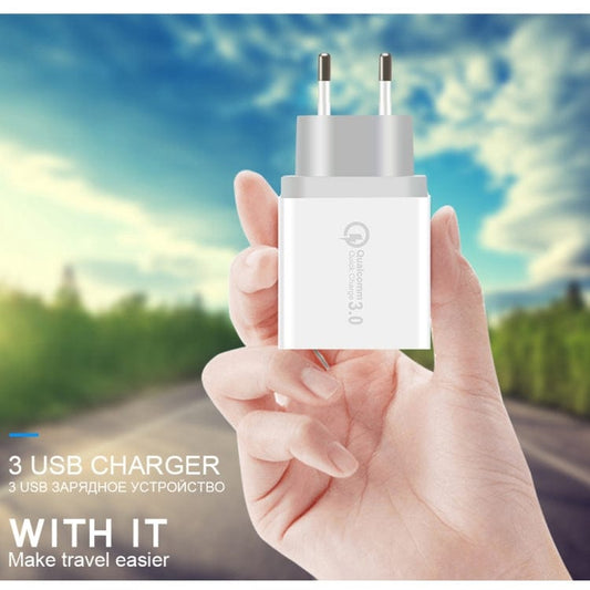 Mobile Accessories with Micro USB Cable, EU Plug SDC-30W 2 in 1 USB to Micro USB Data Cable + 30W QC 3.0 USB + 2.4A Dual USB 2.0 Ports Mobile Phone Tablet PC Universal Quick Charger Travel Charger Set, EU Plug, with Micro USB Cable, EU Plug
