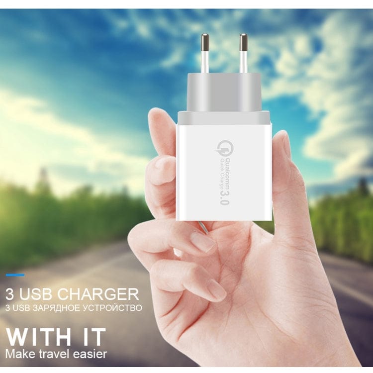 Mobile Accessories with USB-C / Type-C Cable, EU Plug SDC-30W 2 in 1 USB to USB-C / Type-C Data Cable + 30W QC 3.0 USB + 2.4A Dual USB 2.0 Ports Mobile Phone Tablet PC Universal Quick Charger Travel Charger Set, EU Plug, with USB-C / Type-C Cable, EU Plug
