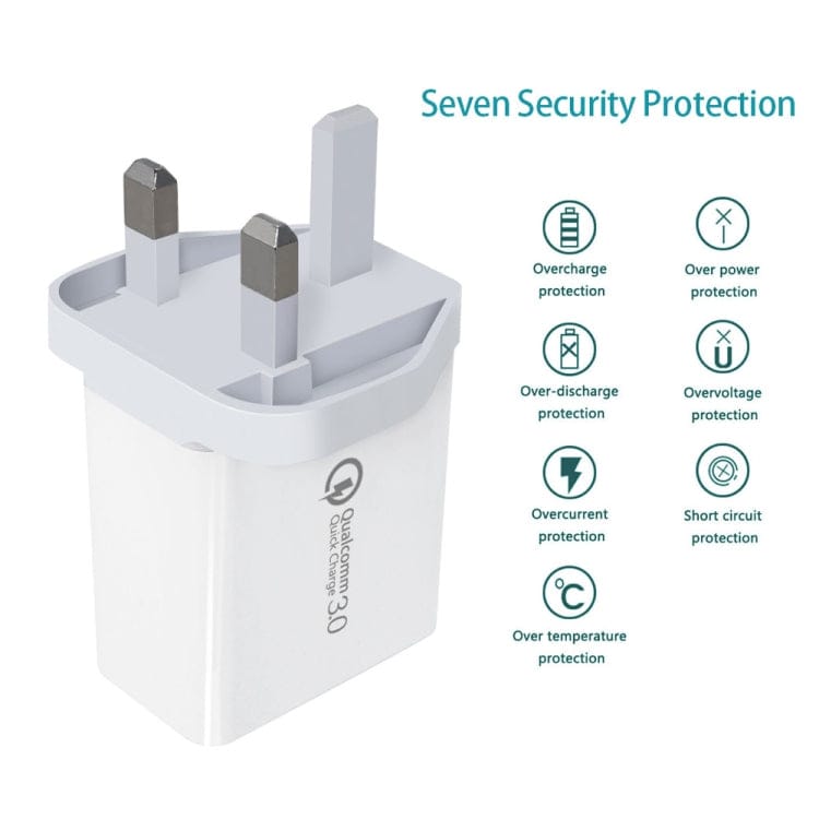 Mobile Accessories with USB-C / Type-C Cable, UK Plug SDC-30W 2 in 1 USB to USB-C / Type-C Data Cable + 30W QC 3.0 USB + 2.4A Dual USB 2.0 Ports Mobile Phone Tablet PC Universal Quick Charger Travel Charger Set, UK Plug, with USB-C / Type-C Cable, UK Plug