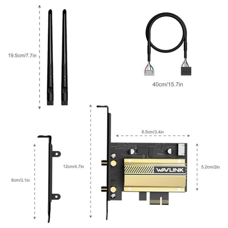 WN675X3-C WAVLINK WN675X3-C WiFi 6E Pcie WiFi Network Card Adapter Triple Band AX210 AX5400, WN675X3-C
