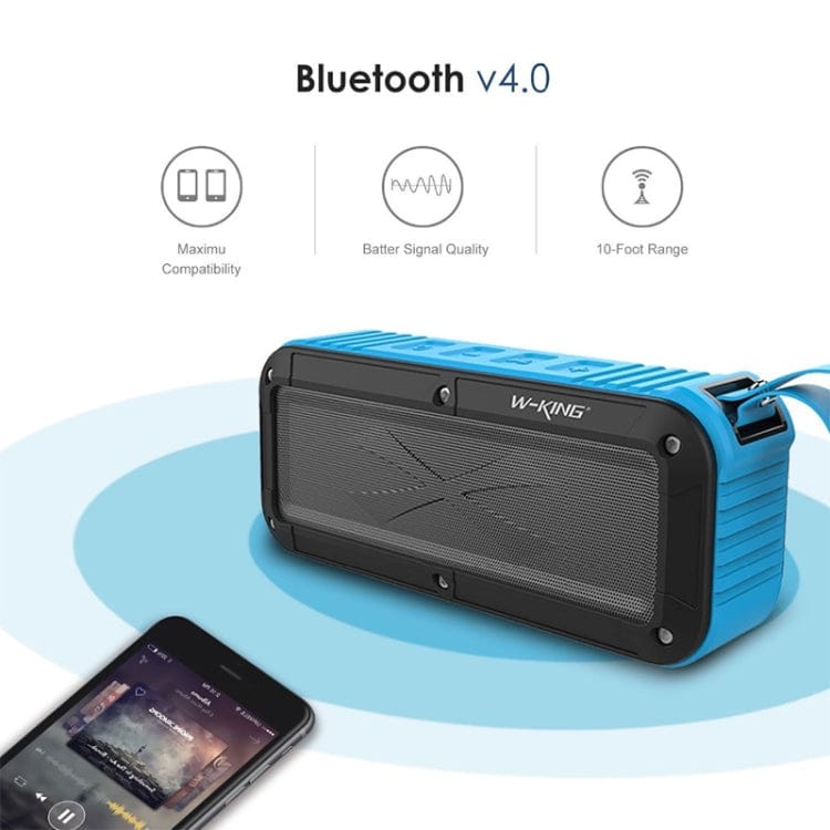W-KING S20 Loudspeakers IPX6 Waterproof Bluetooth Speaker Portable NFC Bluetooth Speaker for Outdoors / Shower / Bicycle FM Radio (Black)