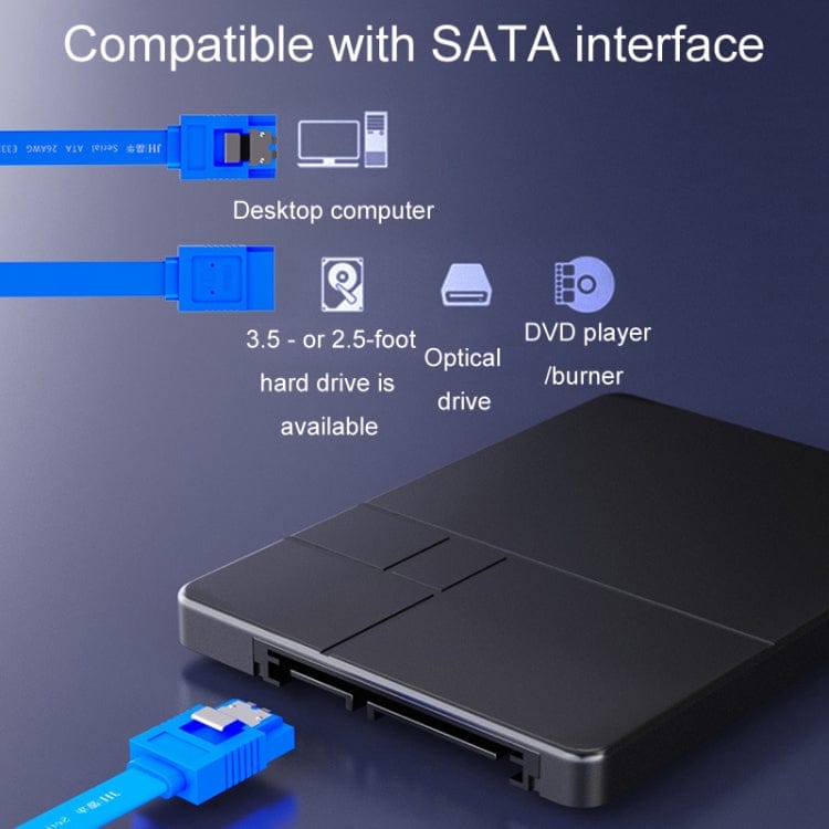 High Speed SATA3.0 SSD Serial Cable 0.45m JINGHUA U510B High Speed SATA3.0 SSD Serial Cable(Blue Straight To Bend) 987003780538