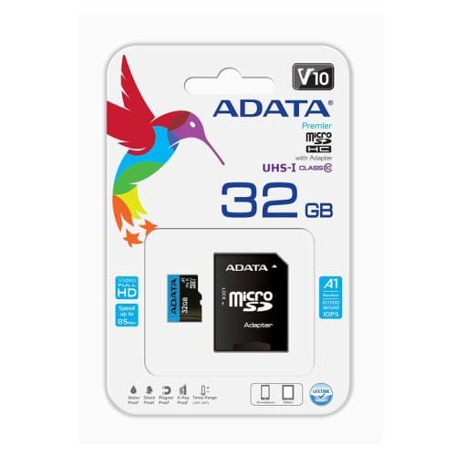 32 GB ADATA Premier Class 10 UHS-I MicroSD Card with Adapter - 32GB to 512GB 4712366969414