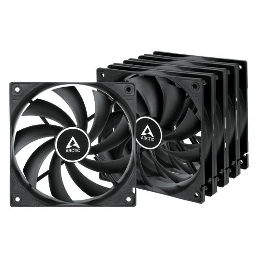 Arctic F12 Low Noise 12cm Case Fan with 9 Blades & Fluid Dynamic 1350 RPM Value Pack 4895213703291