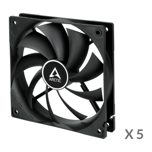 Arctic F12 Low Noise 12cm Case Fan with 9 Blades & Fluid Dynamic 1350 RPM Value Pack 4895213703291