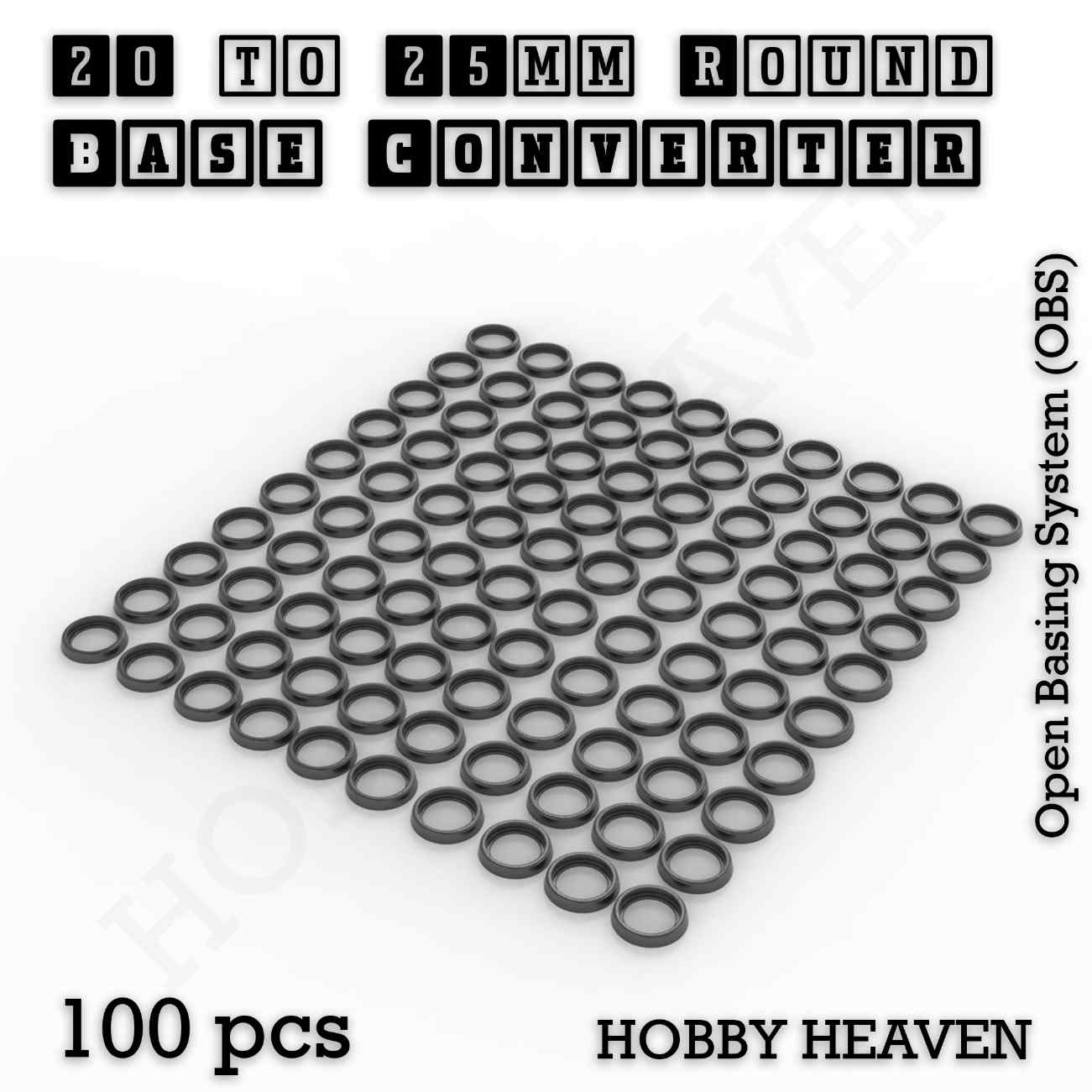 Base 20 to 25mm round bases Converters x100 pcs Round Bases Size Converters Round to Round 3d Print Full Range
