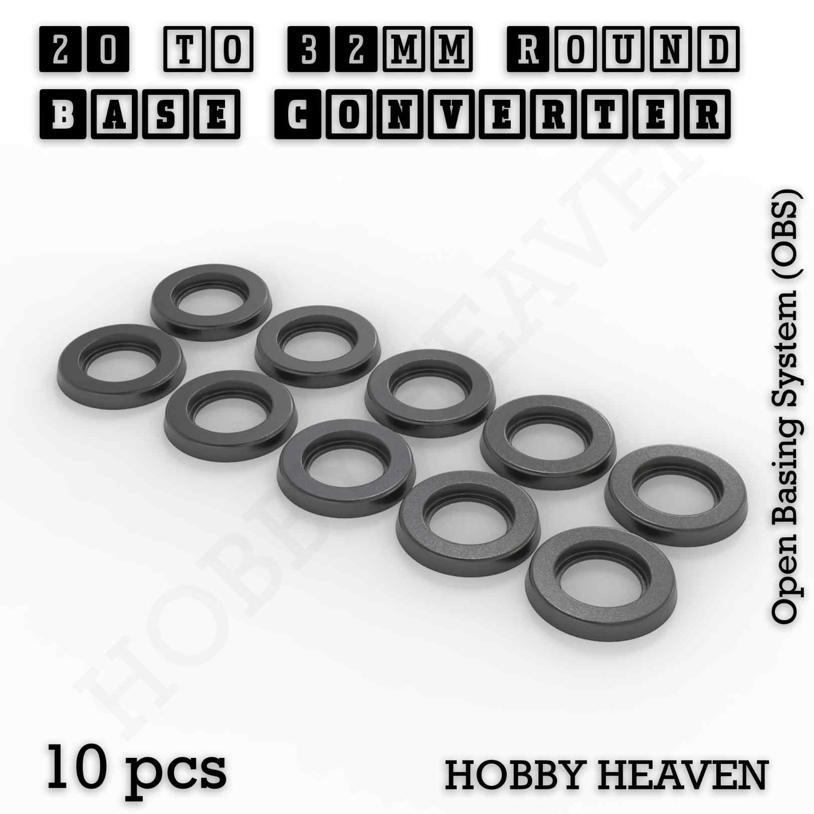 Base 20 to 32mm round bases Converters x10 pcs Round Bases Size Converters Round to Round 3d Print Full Range