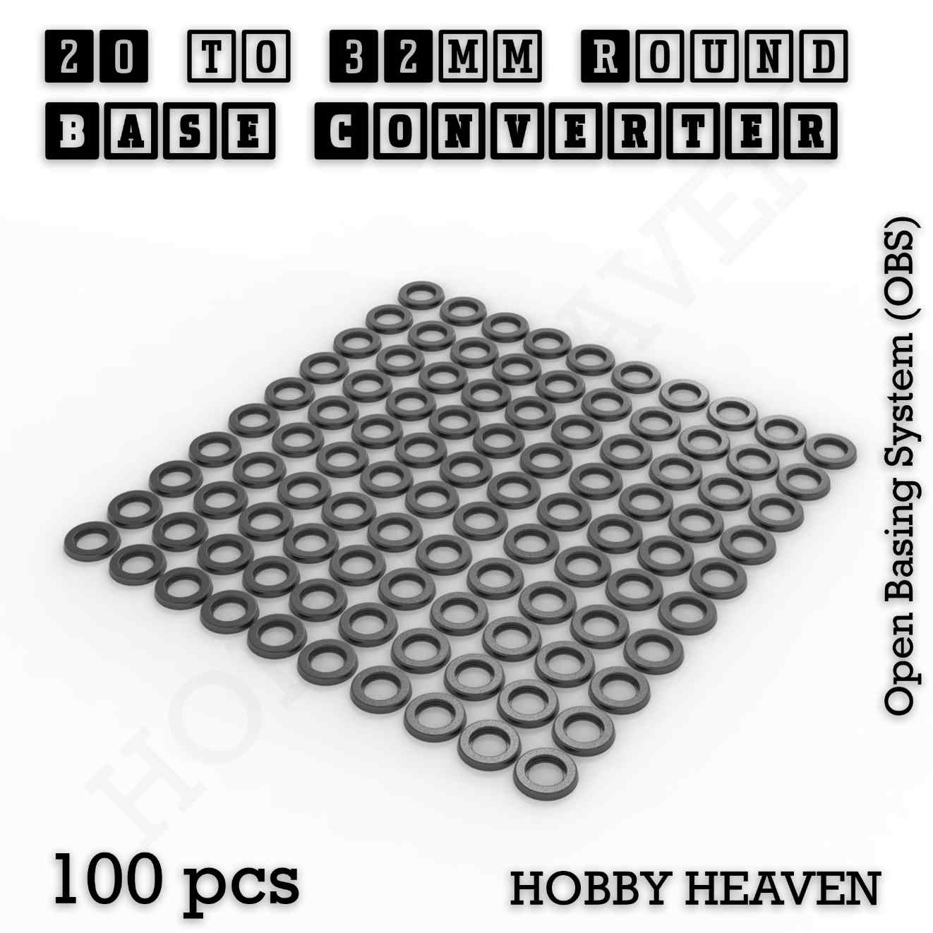 Base 20 to 32mm round bases Converters x100 pcs Round Bases Size Converters Round to Round 3d Print Full Range