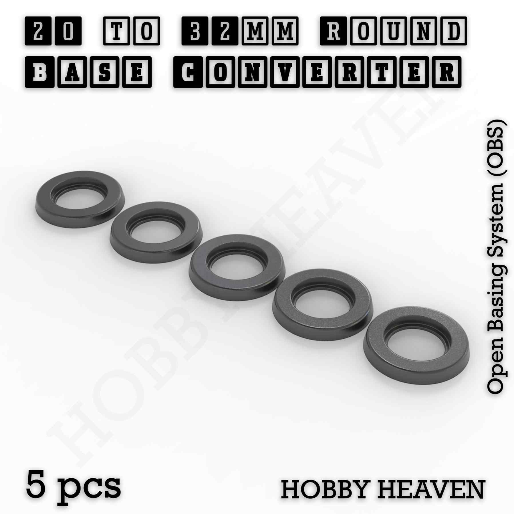 Base 20 to 32mm round bases Converters x5 pcs Round Bases Size Converters Round to Round 3d Print Full Range