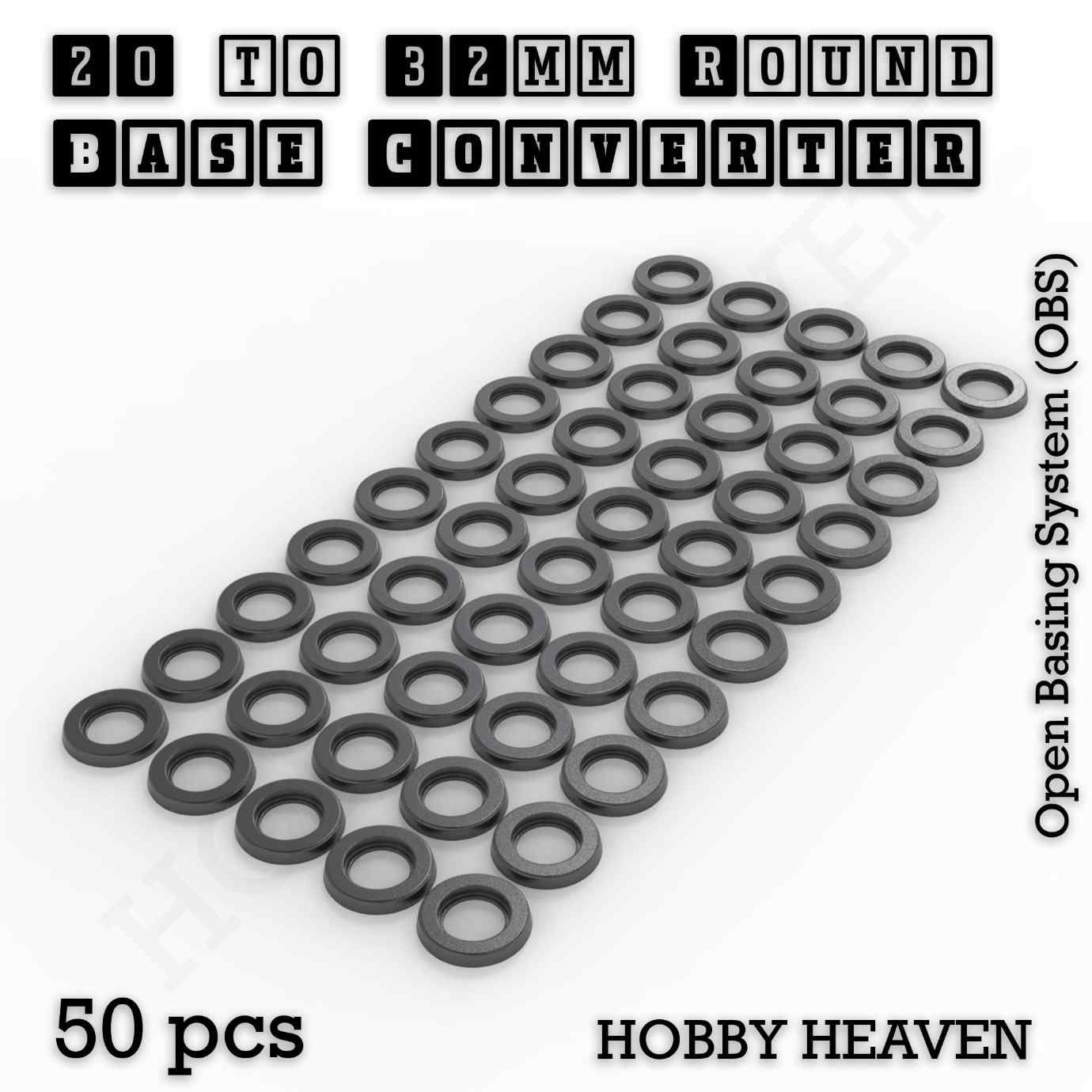 Base 20 to 32mm round bases Converters x50 pcs Round Bases Size Converters Round to Round 3d Print Full Range