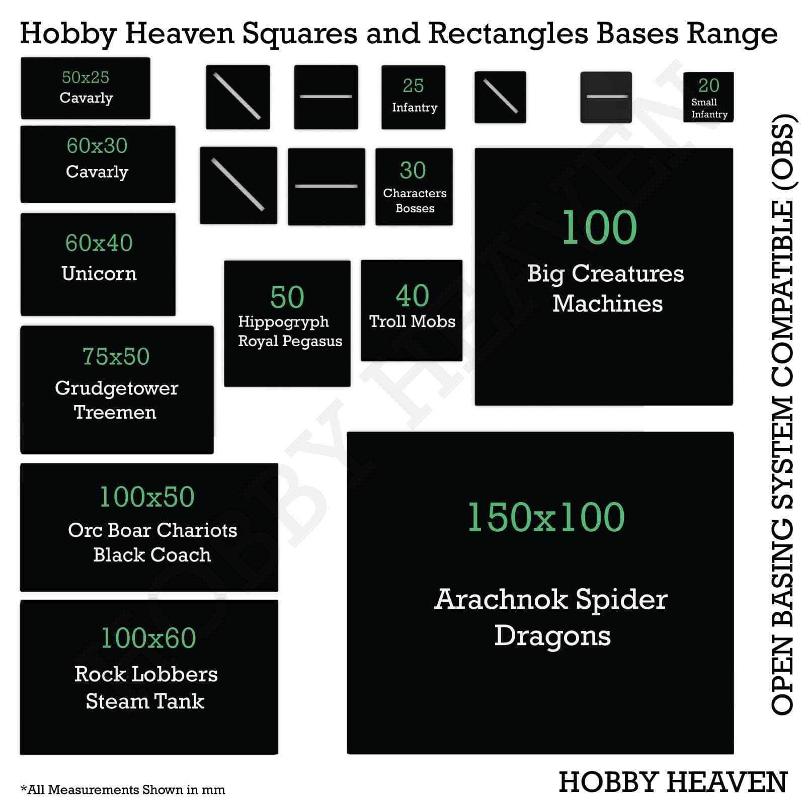 Base 20mm Square Parallel Slotted Plastic Bases