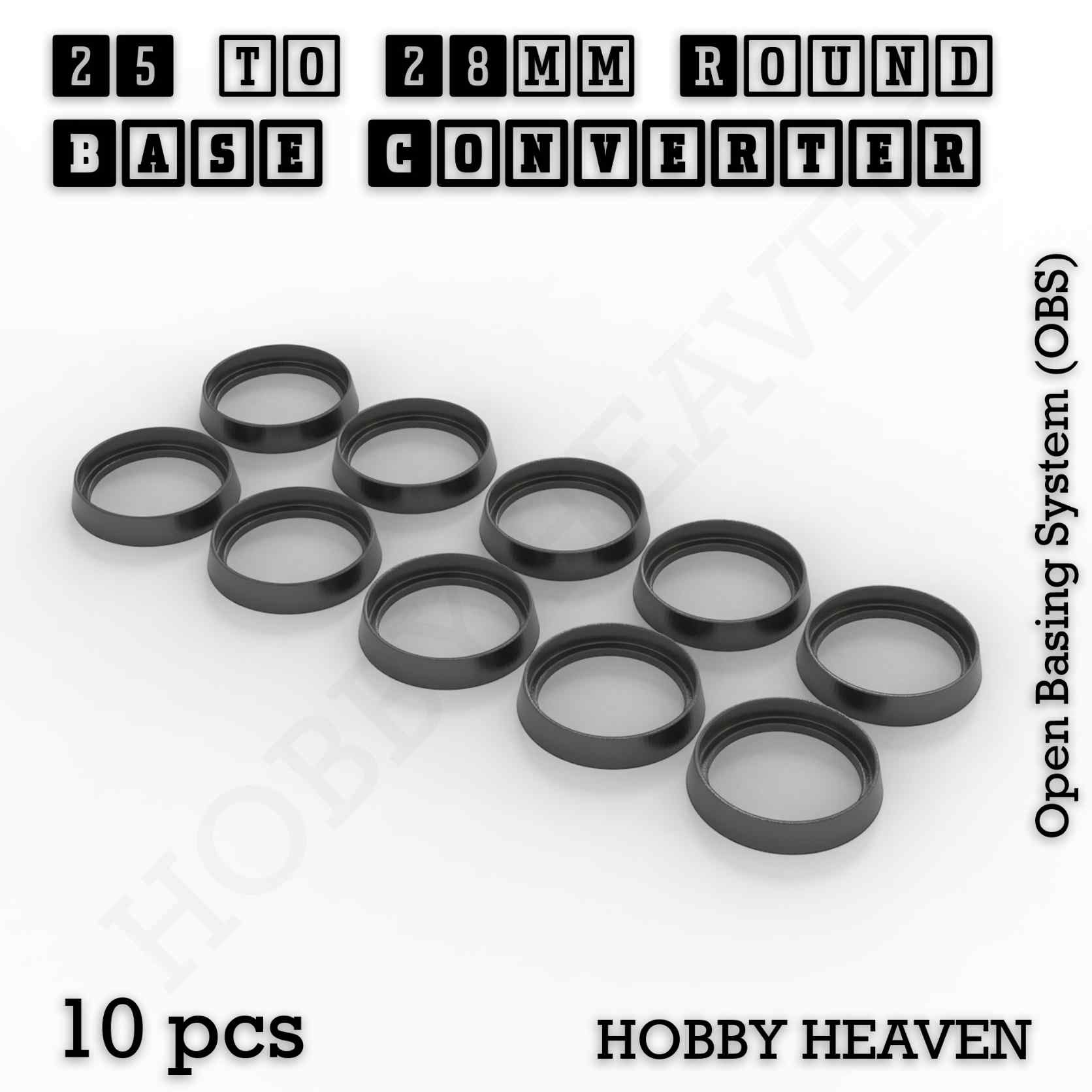 Base 25 to 28mm round bases Converters x10 pcs Round Bases Size Converters Round to Round 3d Print Full Range