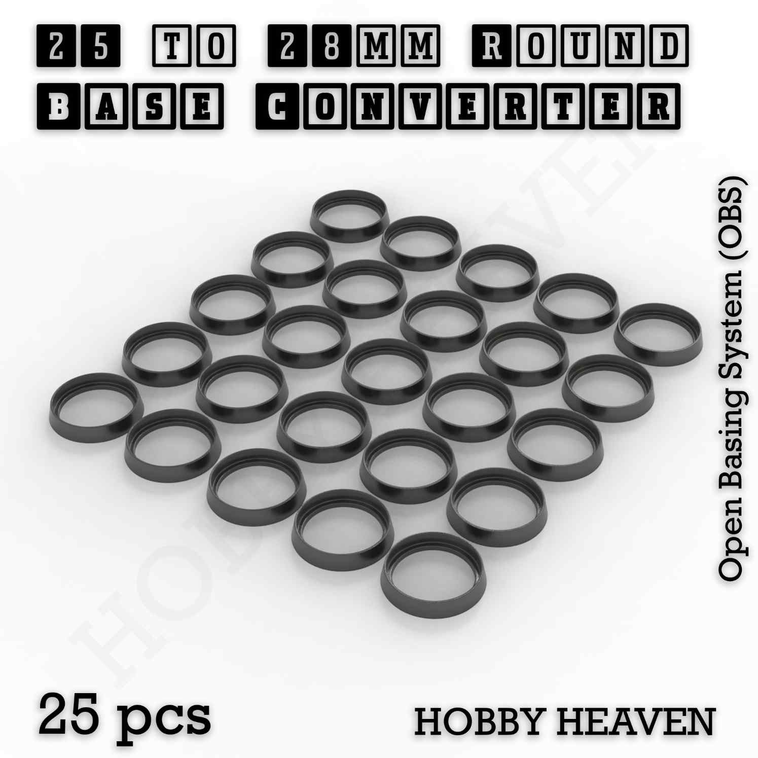 Base 25 to 28mm round bases Converters x25 pcs Round Bases Size Converters Round to Round 3d Print Full Range
