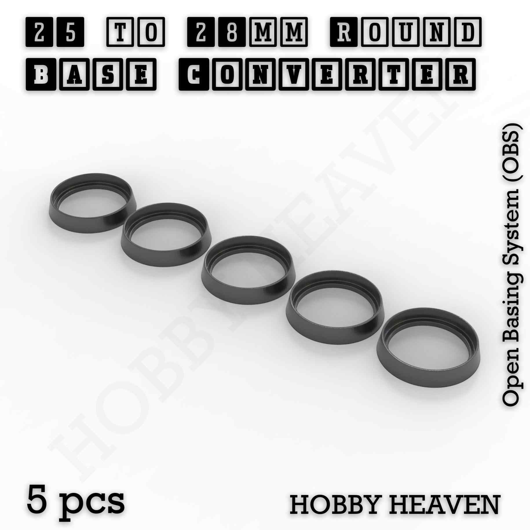 Base 25 to 28mm round bases Converters x5 pcs Round Bases Size Converters Round to Round 3d Print Full Range