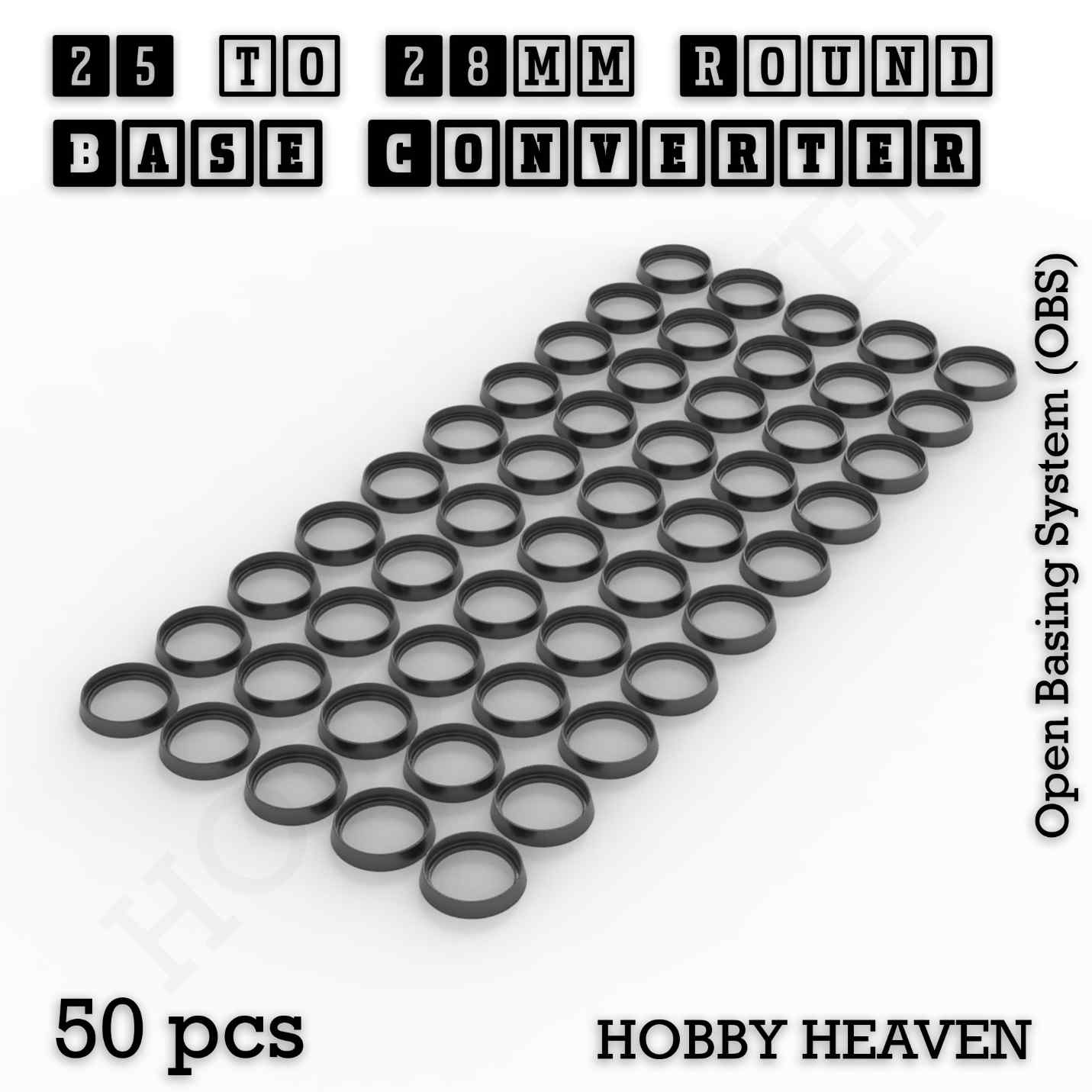 Base 25 to 28mm round bases Converters x50 pcs Round Bases Size Converters Round to Round 3d Print Full Range