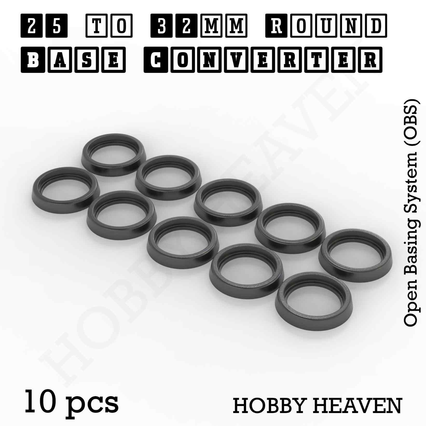 Base 25 to 32mm round bases Converters x10 pcs Round Bases Size Converters Round to Round 3d Print Full Range