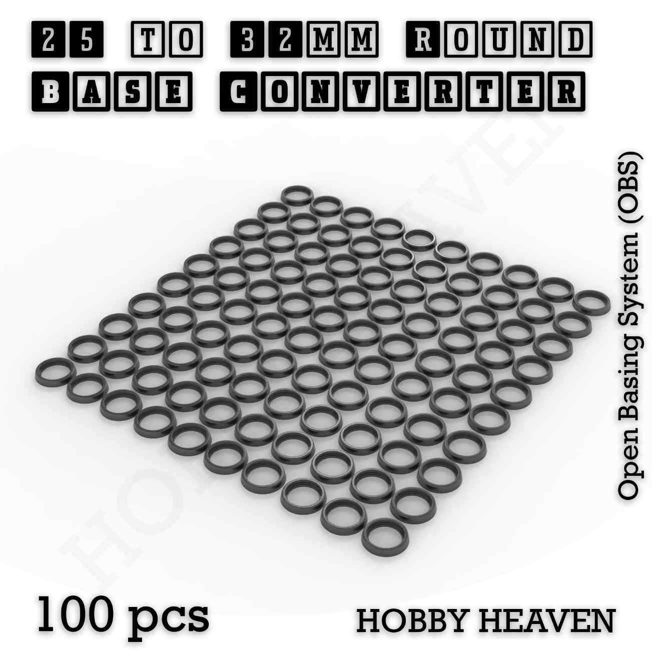 Base 25 to 32mm round bases Converters x100 pcs Round Bases Size Converters Round to Round 3d Print Full Range