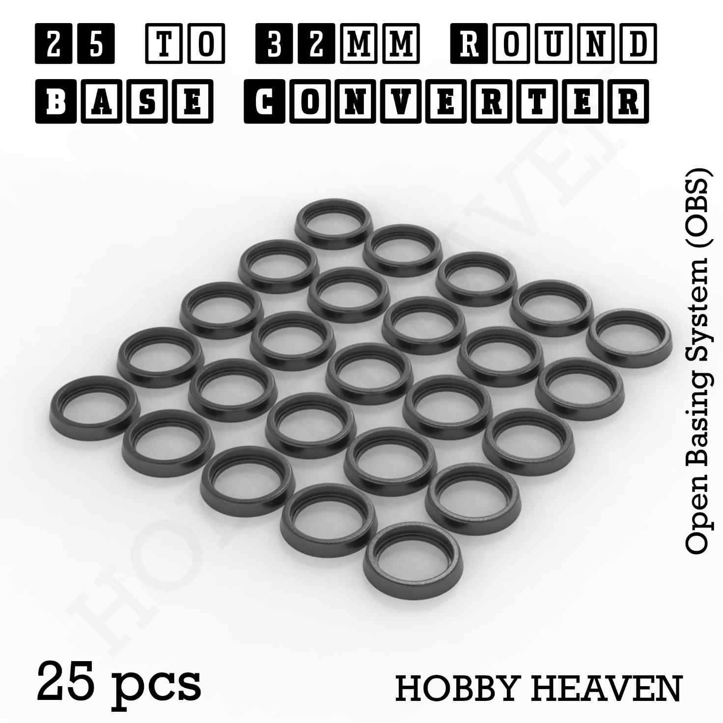Base 25 to 32mm round bases Converters x25 pcs Round Bases Size Converters Round to Round 3d Print Full Range